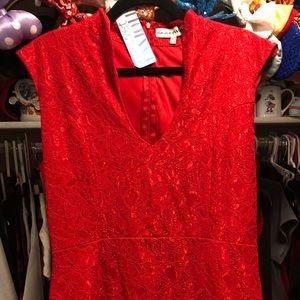 ❤️Red lace Mandarin collar bodycon dress! NWT ❤️